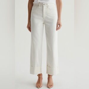 AG Adriano Goldschmied Cream/White Wide Leg Jeans